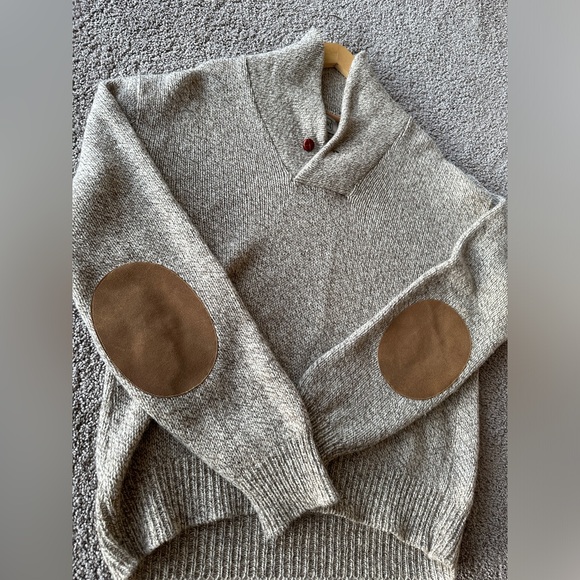 VTG 80s 90s American Eagle Wool Sweater XL Elbow Patches Academia Preppy - Picture 2 of 9